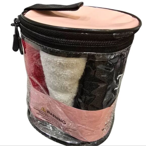 Juicy Couture Home Set of 6 Cotton Washcloths- Red/White/Black - Picture 4 of 7